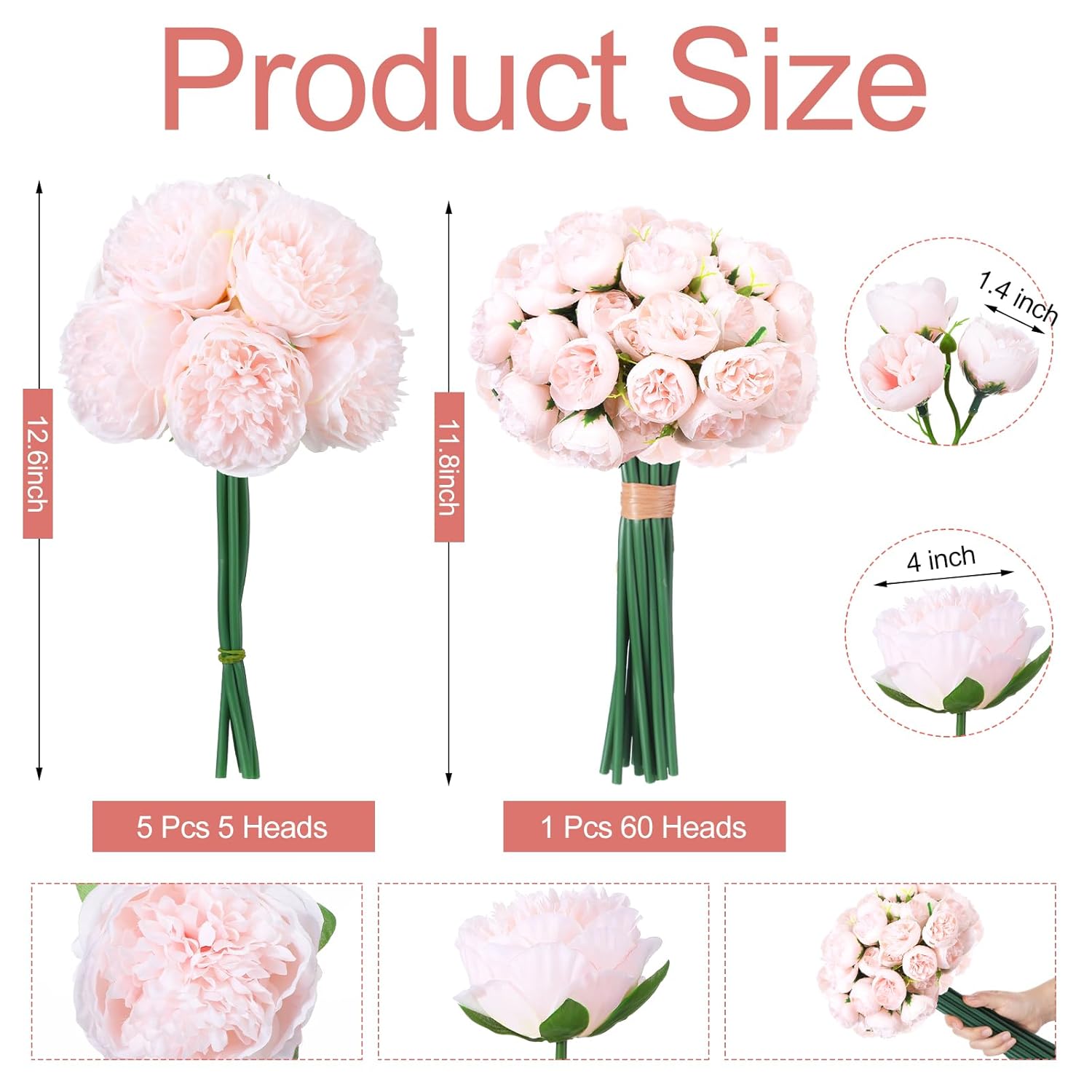 85 Pcs Valentines Artificial Peony Flower Bulk For Wedding Party Faux Peony Bouquet Silk Florals Arrangements For Wedding Table Centerpiece Festival Birthday Vase Decoration(Pink)