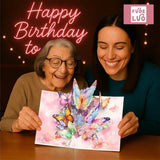 Handmade 3D Pop Up Butterfly Birthday Card For Women & Girls, All-Occasion Greeting Card With Floral Design For Anniversary, Thank You, Get Well, Mother'S Day | Includes Envelope & Stickers