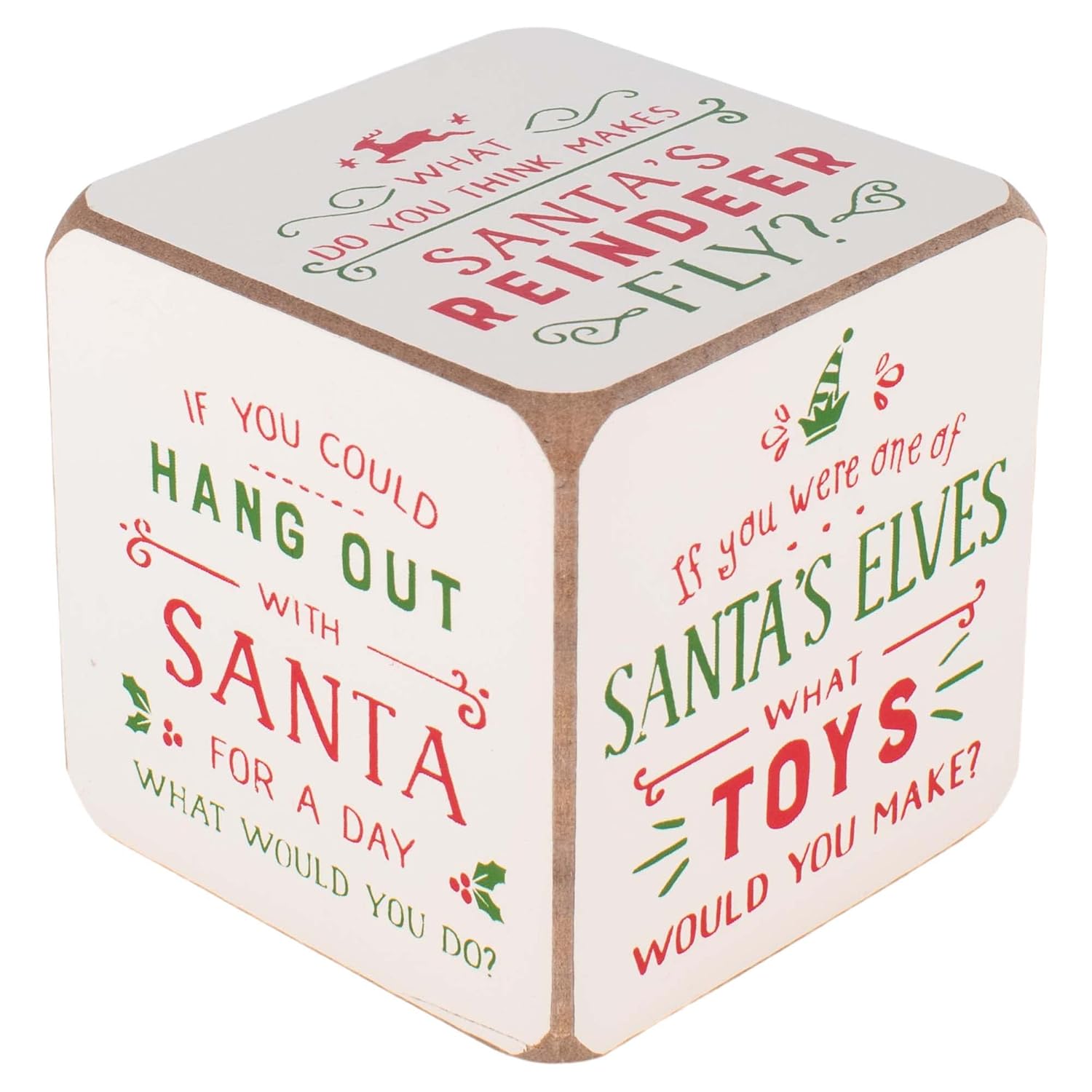 DEMDACO Conversation Block Soft Cream 3 x 3 MDF Wood Christmas Party Game Activity