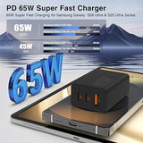 65W 3 Port USB C Fast Charger with 3FT 6FT 10FT 10FT Braided Type C Cables Purple