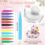 45 Pcs Baby Shower Decorate Ducks Game Set Includes Baby Shower Game Sign 32 Diy White Blank Rubber Ducks 12 Paint Marker For Gender Revel(Flower)