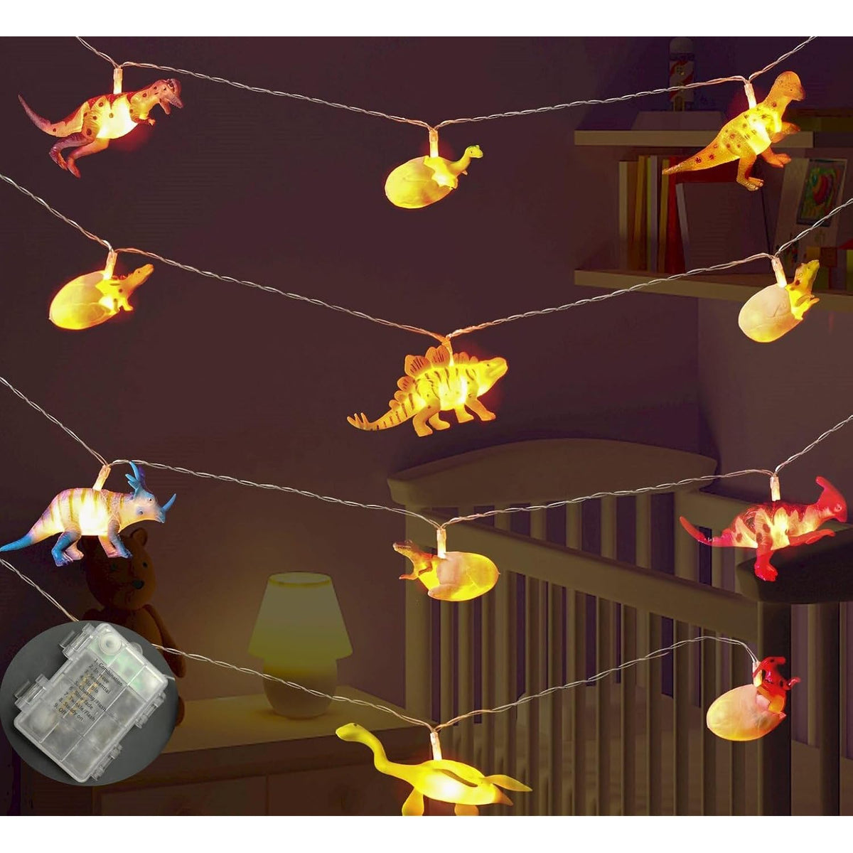 14Ft 20 Led Dinosaur String Lights Room Decor For Kids Dinosaur Battery Operated String Lights Dinosaur Room Decor For B