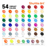 54 Colors Acrylic Paint, Acrylic Paint Set With 12 Paint Brushes, 2Oz/60Ml Bottles, Rich Pigmented, Water Proof, Premium Paints For Artists, Beginners And Kids On Canvas Rocks Wood Ceramic