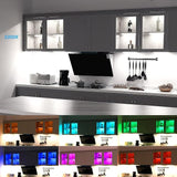 Under Cabinet LED Lights Kit RGB Color Changing 5000K White Dimmable 6 Linkable Light Strips with Remote