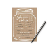 Cute Kraft Baby Shower Game / 50 Baby Prediction Cards / 5" X 7" Flat Fun New Baby Party Advice Cards/Rustic Farmhouse Gender Reveal Party Activity Sheets/Made In The Usa