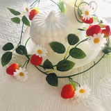 Artificial Strawberry Flower Plant Vine Strawberries White Flowers Garland For Wedding Birthday Garden Festival Indoor Decor (Strawberry Vine)