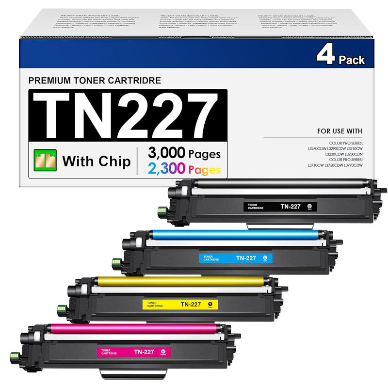 TN227 High Yield Toner 4-Pack (BK/C/M/Y) for MFC-L3770CDW