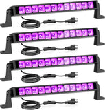 4 Pack 42W LED Black Light Bars UV Glow Party Lighting with Plug & Switch for Indoor Use