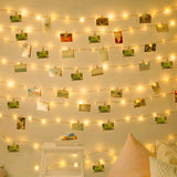 Photo Clip String Lights 33Ft 100 Led Fairy Lights 60 Picture Clips Battery Powered String Light With Clear Clips For Do