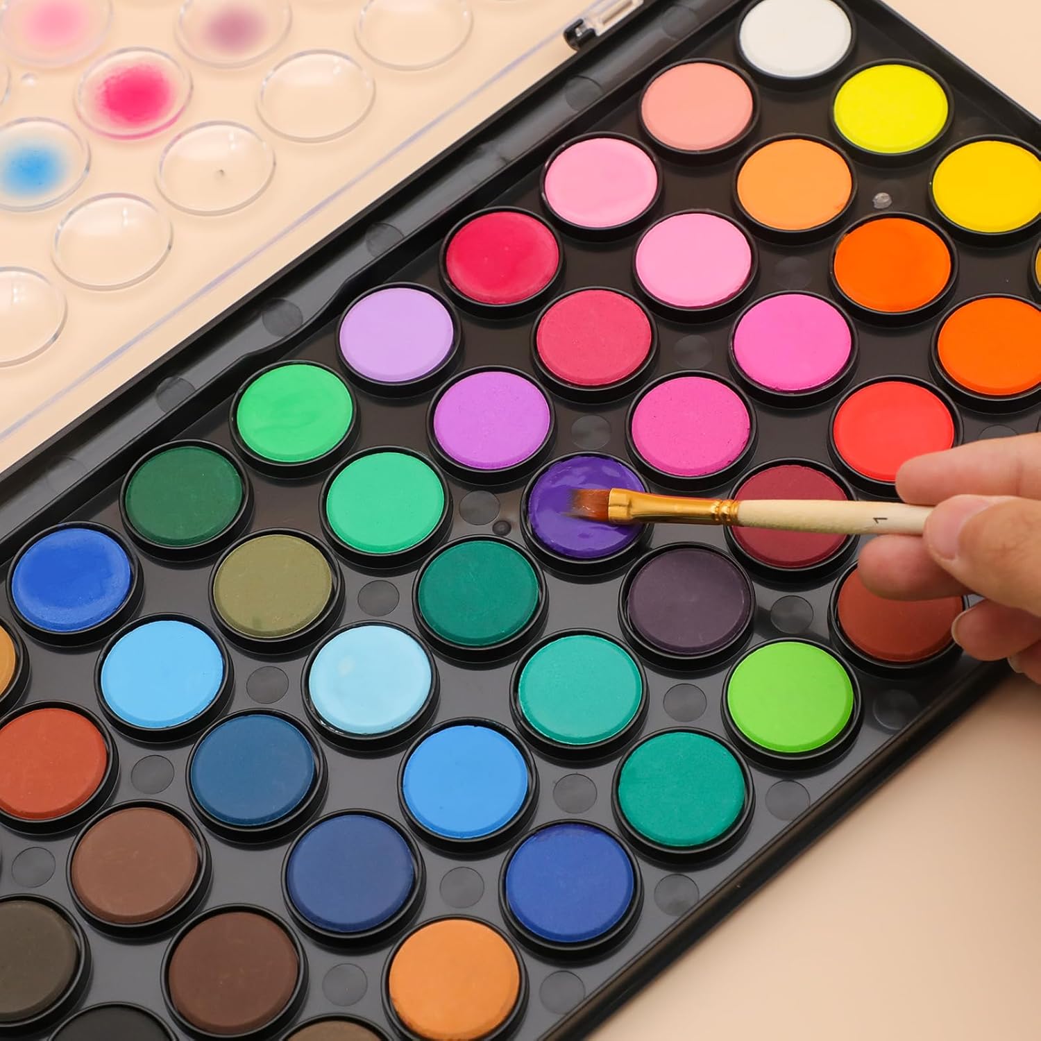 48 Colors Watercolor Cake Set With 3 Brushes, Washable, Travel Design, Perfect For Card Making, Illustrations, Painting, Calligraphy
