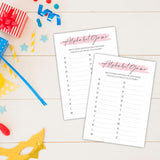 Minimalism Birthday Party Game Cards - Alphabet Game - 20 Blush Double-Sided Fill In Style Birthday Party Game Cards For Adults, Party Supplies & Activities - A07