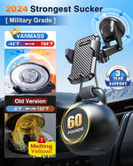 65+LBS Strong Suction Military-Grade Car Phone Mount for Dash, Windshield, Vent