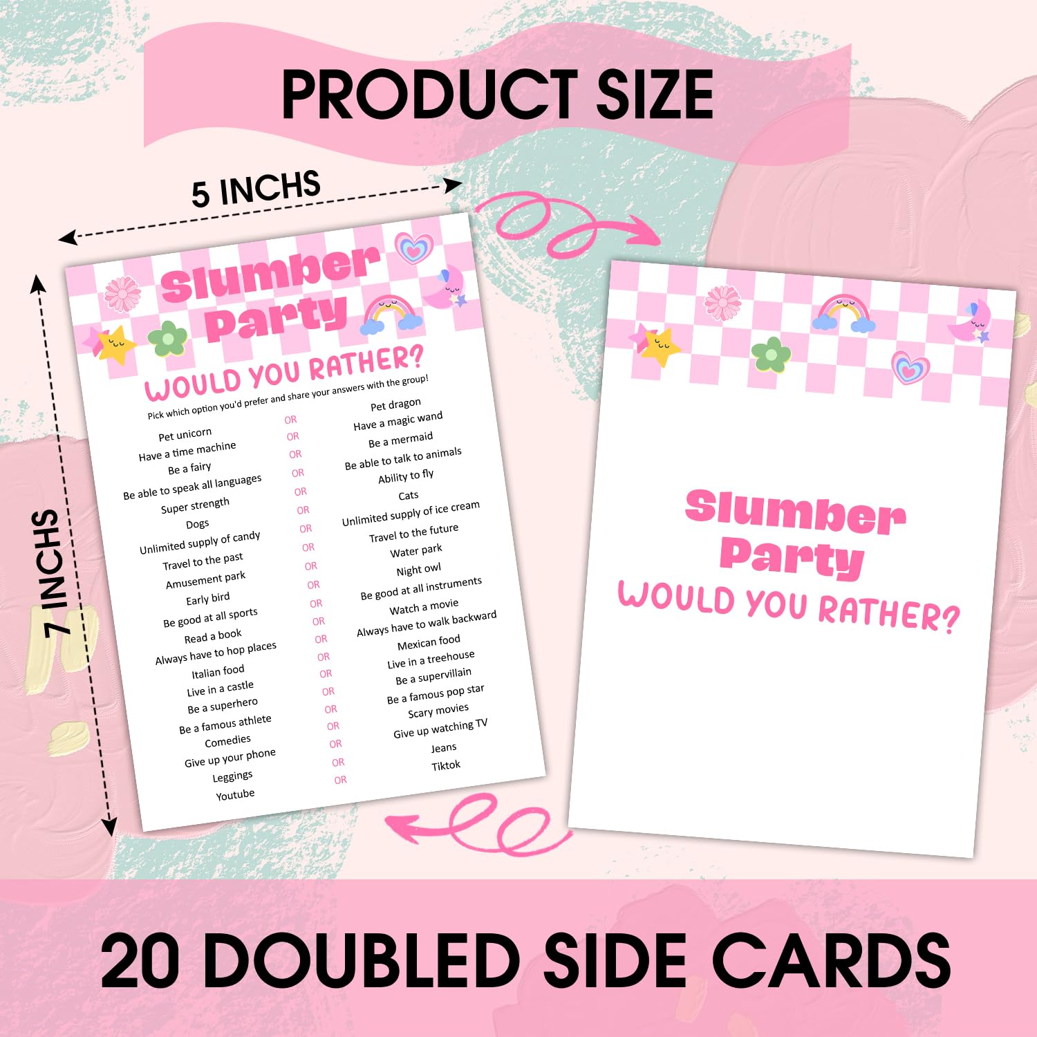 Would You Rather - Pajama Slumber Party Games Sleepover Party Supplies For Girls, Sleepover Birthday Party Games Favor Decoration And Supplies For Her Girls Teenager Adult, Set Of 20 Games Cards -05