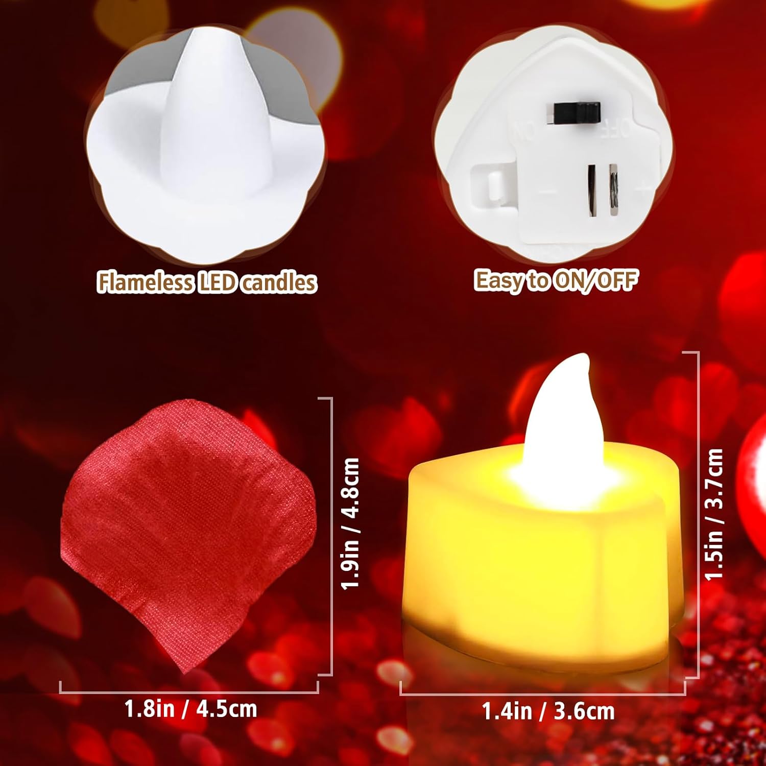 6000 Pcs Artificial Rose Petals With 72 Pcs Flameless Led Tea Lights Candles Decoration For Special And Romantic Night, Wedding Anniversary, Event, Party Decoration