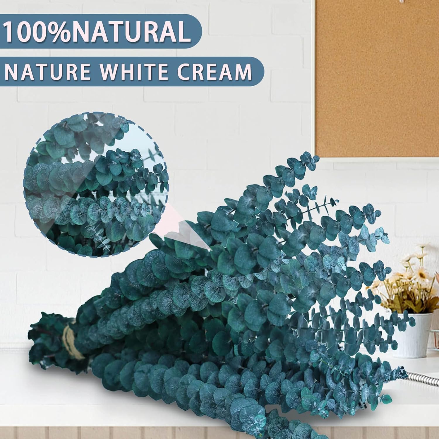 17 Pcs-Dark Teal-Dried-Preserved-Eucalyptus-Stems, 17" Real Hanging Eucalyptus For Shower, Natural Live Eucalyptus Greenery Leaves For Vase Filler, Home Spa, Fragrance, Flower Decor