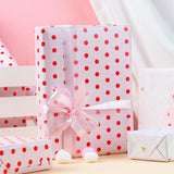 Red Polka Dot Wrapping Paper,Reversible Pink Gold Elegant Bow & Heart Gift Wrap Suitable For Birthday,Girls,Baby Shower,Wedding (17 Inch X 32.8 Feet)