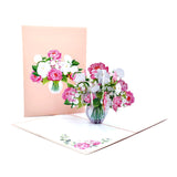 Pink Peony Flower Bouquet Pop Up Card, 3D Blooming Love Greeting Card For Spring Birthday, Mothers Day, Valentines Day, Anniversary, Congratulations, Thinking Of You, All Occasions By