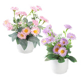2-Piece Artificial Mums Set & Silk Flowers| Fake Flowers Indoor Planters For Living Room, Bedroom, Bathroom & Office Decor | Boho Style Artificial Plants & Flowers Decor