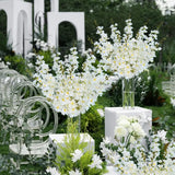 Pack Of 10 Artificial Delphinium Flowers Snapdragon For Home Decor 33.5" Long Silk Violet Flowers Stems For Home Kitchen Wedding Indoor Outdoor Decoration (White)