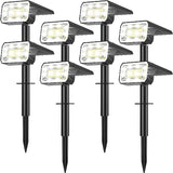 8 Pack 100 LED Solar Spot Lights IP65 Waterproof 2 in 1 Cool White Landscape Lights