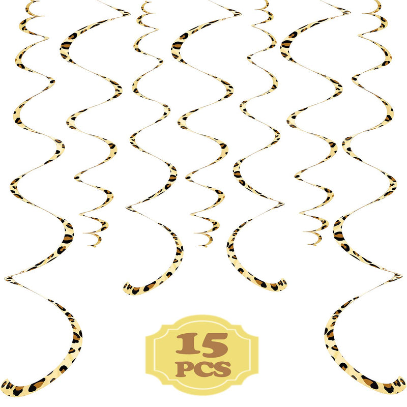 15 Pcs Cheetah Party Supplies Leopard Hanging Swirls Whirls Animal Pri