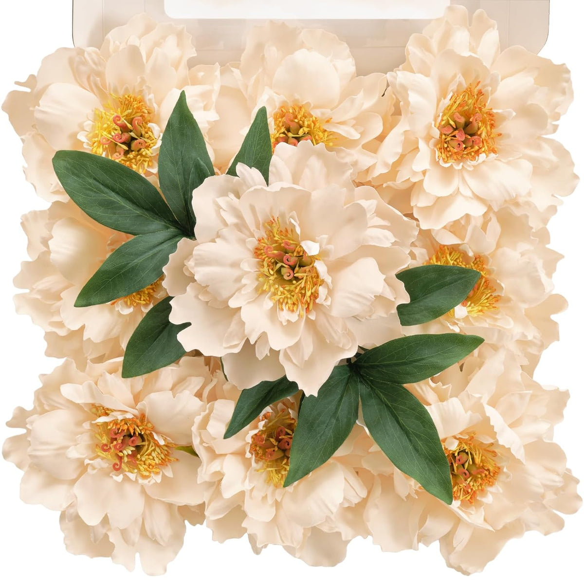 Artificial Flowers 9Pcs Silk Peony Fake Flower For Diy Wedding Craft Bridal Bouquets Centerpieces Arrangements Party Baby Shower Home Decorations (Champange)
