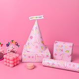 1St Birthday Wrapping Paper Roll - Pink Happy Birthday With Balloon Gift Wrap Sheets For Kids Girls Baby Shower Party Decoration Celebration Total 28.5Sq.Ft