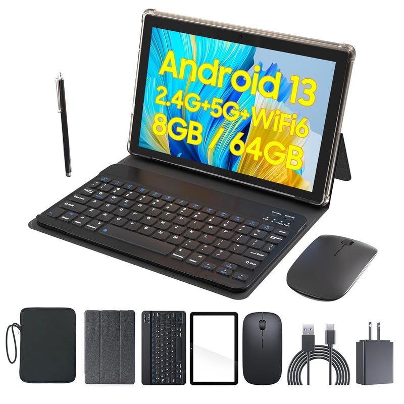 Android 13 Tablet 10.1 Inch Tablets 2 In 1 Tablet Set With Keyboard Case Mouse