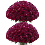 50Pcs Fake Purple Red Roses Artificial Flowers With Long Stems, Realistic Silk Faux Roses In Bulk, Wedding Bouquet, Diy Floral Arrangement For Home/Wedding/Proposal Ceremony Decoration(Purple Red)