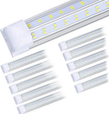 10 Pack 8FT LED Shop Light Fixtures 120W 19000LM 6000K V Shape Linkable Garage Lights