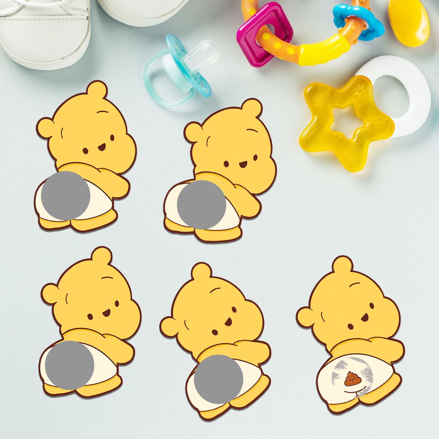 40Pcs Winnie Poopie Scratch Off Lottery Tickets, Baby Shower Scratch Off Game Cards, Who Can Find Poopie Baby Shower Party Games, Funny Party Icebreaker Game Ideas For Gender Reveal