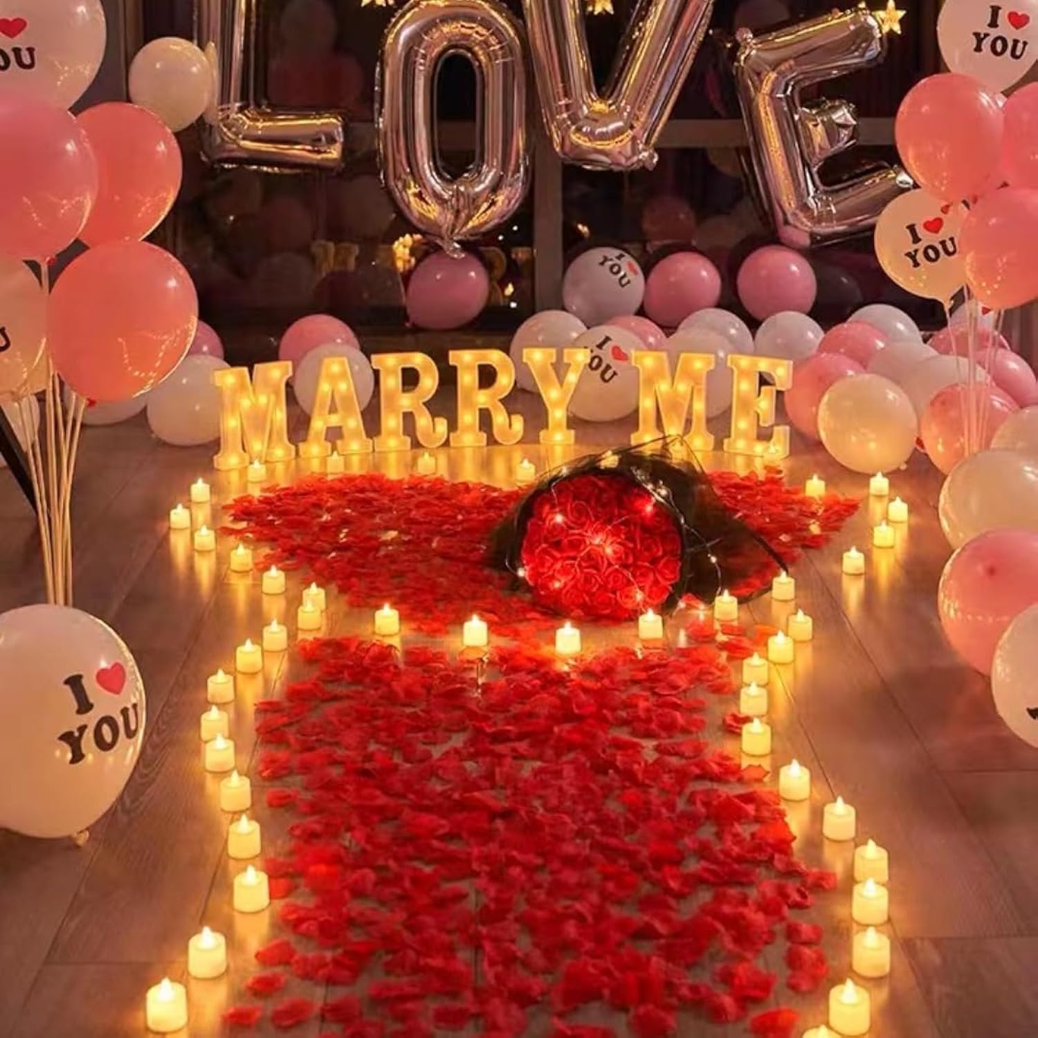 3200 Pcs Artificial Fake Pink Rose Petals For Wedding, Romantic Night For Her/Him Set, Engagement, Flower Decorations, Event, Party, In Bulk (Red, 3200Pcs)