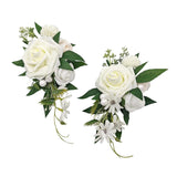2Pcs Artificial Flower Shoulder Corsages For Wedding, Mother Of The Bride Corsage, Party Prom Corsages For Ceremony Anniversary Party Home Decor (White)