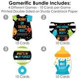 Big Dot of Happiness Monster Bash - 4 Little Monster Baby Shower Games - 10 Cards Each - Gamerific Bundle