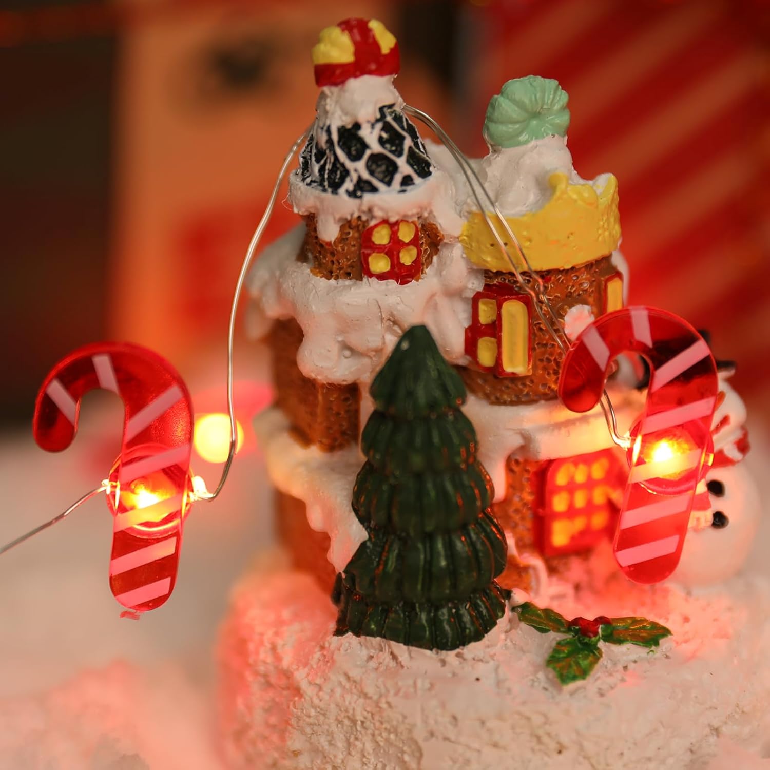 2 Pack Battery Operated Christmas Tree Decorations Fairy String Lights?7Ft 20 Leds Candy Cane String Lights For Home Par