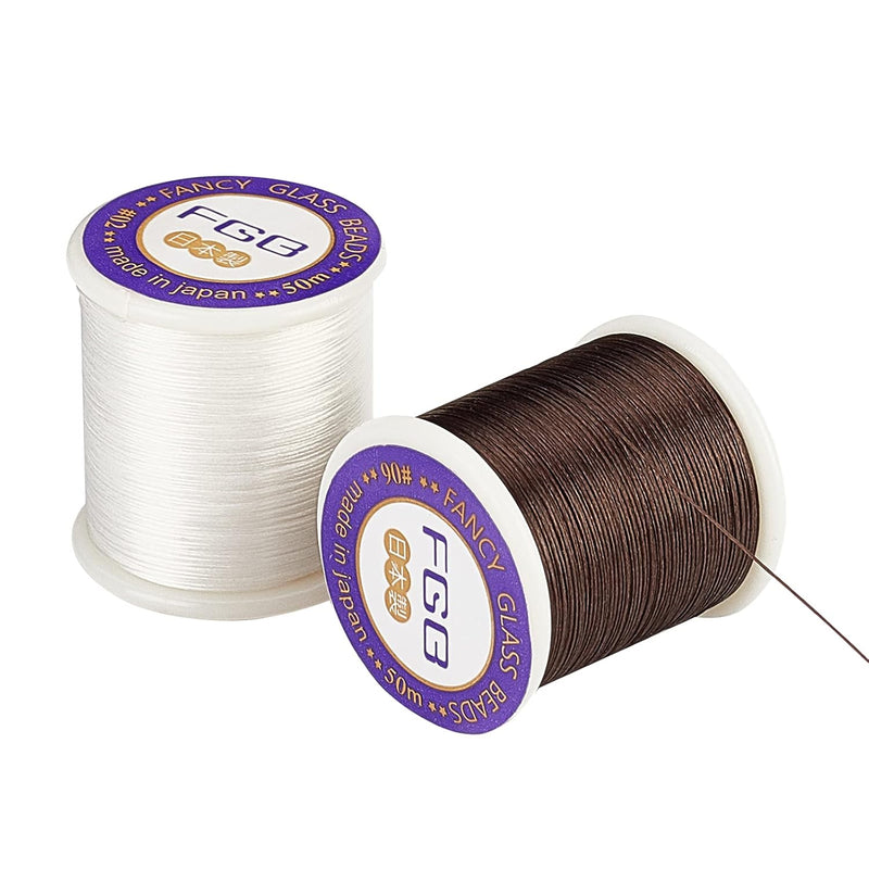 0.1Mm Nylon Seed Bead Thread 100 Yards Brown White Bracelet Cord Beadi