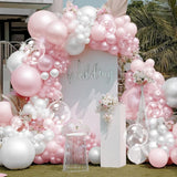 Pearl Pink White Balloon Arch Double Stuffed Pastel Light Pink White Cream Balloon Garland Kit With Bobo Balloons For Birthday Wedding Bridal Baby Shower Valentines Day Bachelorette Party Decor