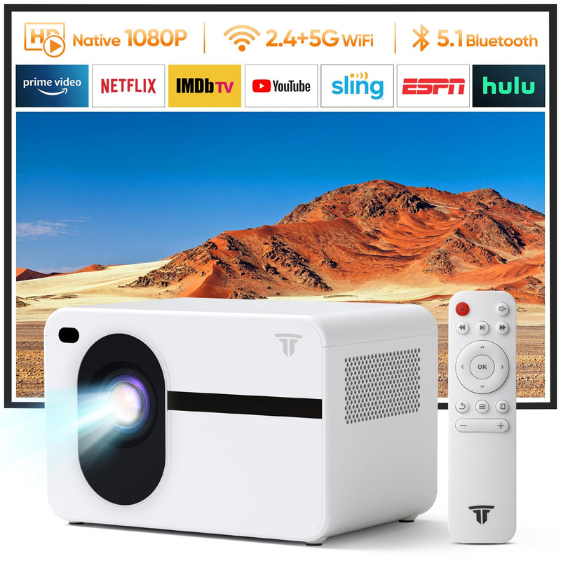 1080P Projector, WiFi, Bluetooth, 12000L, Portable, Home/Outdoor, iPhone/HDMI