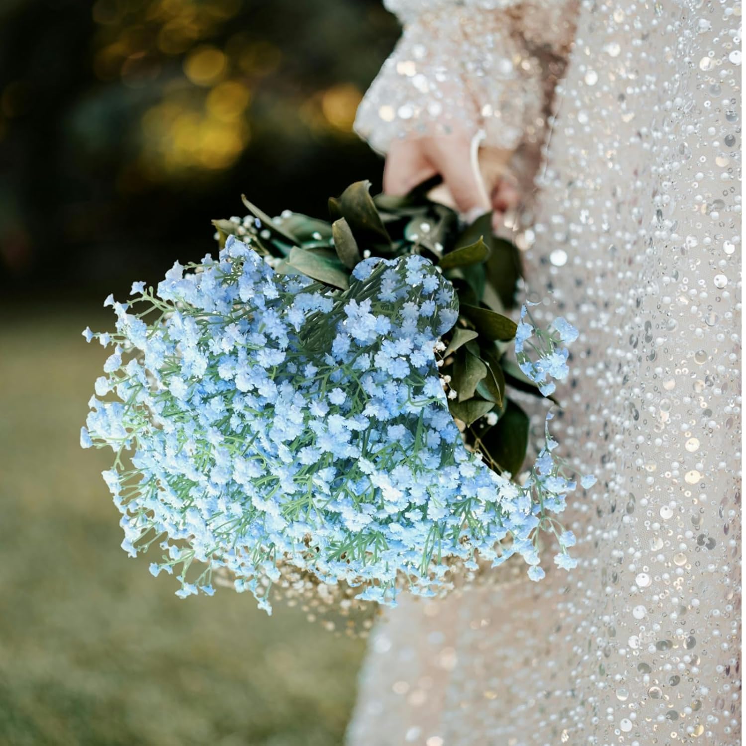 Babys Breath Artificial Flowers,12 Pcs Fake Babys Breath Real Touch Flowers Wedding Party Home Garden Decoration - Artificial For Decoration (Blue)