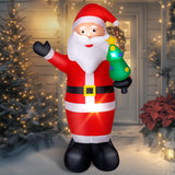 8Ft Christmas Inflatable Santa Outdoor Decoration, Blow Up Santa Claus Holding Xmas Tree Yard Decoration Built-In Led Li