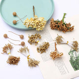 8 Style Flower Stamen Pistil Artificial Gold Flower Stamen Fake Berries Stamen Pistil For Diy Scrapbook Home Decoration (Gold)