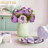 Peony Artificial Flowers For Centerpieces: 2 Pcs 9.4 Inch Diam Purple Faux Peony Flowers Fake Flower Balls Arrangement Bouquet Wedding Centerpieces For Tables Wedding Centerpiece Decorations