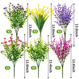 12 Bundles Outdoor Artificial Fake Flowers Uv Resistant No Fade Boxwood Faux Plastic Shrubs Plants For Garden Patio Porch Window Box Home Wedding Farmhouse Hanging Décor