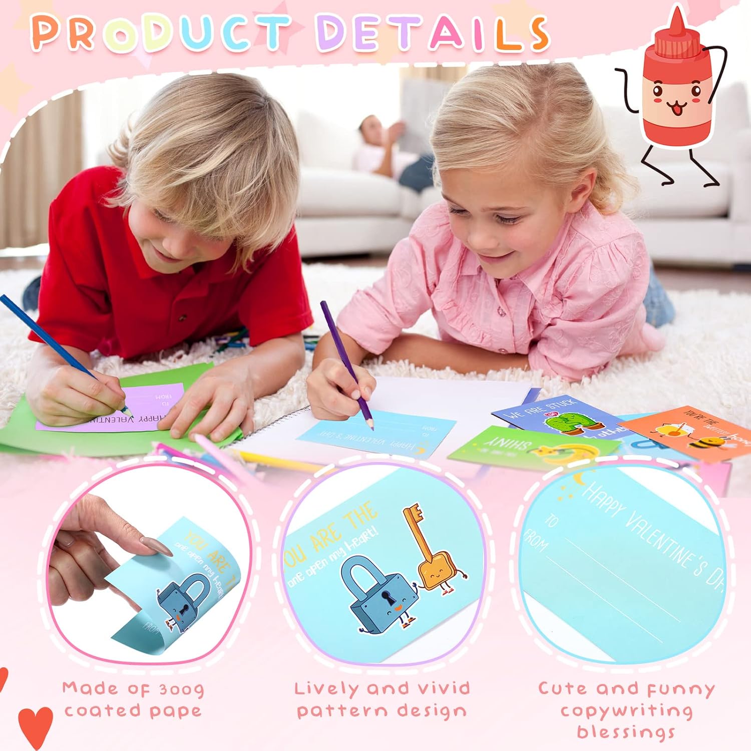40 Sets Valentine Day Cards For Children 8 Designs Of Valentine Cards With Pink Envelops Kids Cards For School Classroom Valentines Day Decorations Kids To Exchange Presents