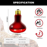 2 Pack 100W Infrared Heat Lamp Bulbs Red Reptile Basking Spot Light for Chickens Brooder Pets