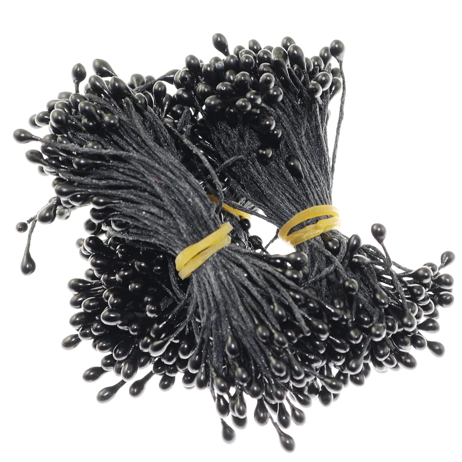 4 Bouquets 55Mm Artificial Pearlized Floral Stamen Flower Stamen For Flower Making Scrapbook Decoration Artificial Flowers, Pearlescent Black