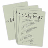 Genderreveal Game:Green Double Print-Name That Baby Song Game-30 Cards Game & 1 Answer Card-Minimalism Baby Shower Party Game