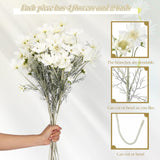 12 Pcs White Cosmos Artificial Flowers 23.6'' Fake Cosmos Wildflowers Silk Calliopsis Flower Arrangements Faux Bouquets Decorations For Wedding Bridal Shower Table Home Garden Party Decor