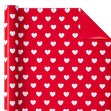 Reversible Valentine'S Day Wrapping Paper - Mini Roll - 17 Inch X 33 Feet - Red Love Heart Design For Valentine'S Day, Wedding, Anniversary, Birthday, Baby Shower