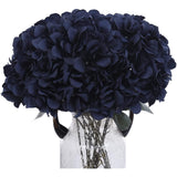 2Bouquets Artificial Fake Flowers Silk Hydrangea Arrangements Wedding Bouquets Decorations Plastic Floral Home Kitchen Garden Party Festival Bar Diy (Navy Blue)